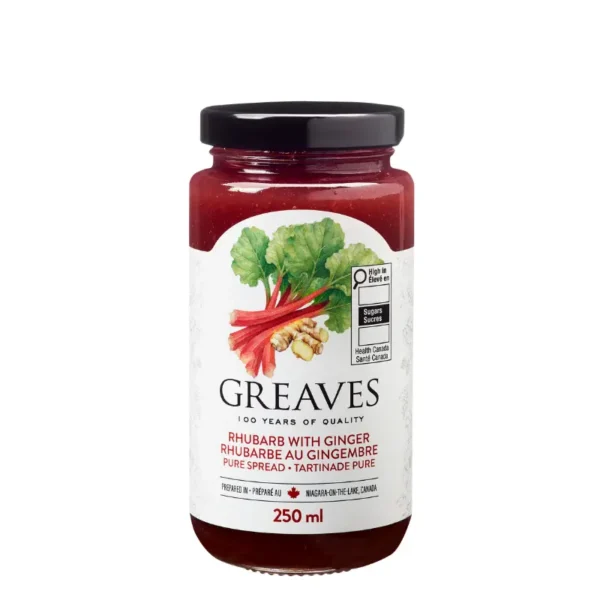 Greaves Rhubarb Spread With Ginger 250ml