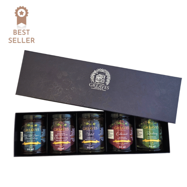 Greaves 5x64ml Wine and Pepper Jelly Sampler Gift Box